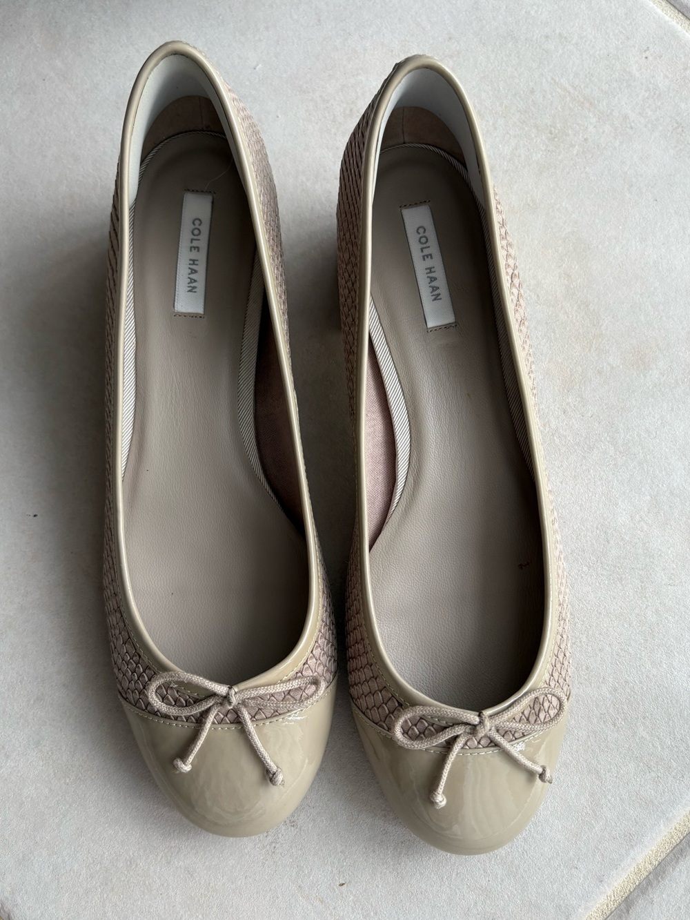 Cole Haan Nude/Beige Patent Toe Ballet Flats